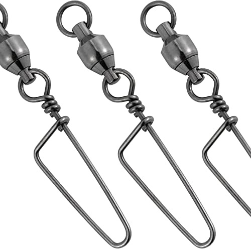 Dr.Fish 20 Pack Fishing Snap Swivels Ball Bearing Swivels Fishing Tackle Saltwater & Freshwater Coast-Lock Lure Snap Clips Terminal Tackle Line Leader Connector Accessories 49LB