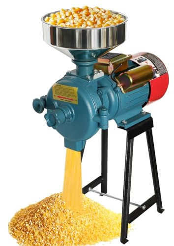 NAIZEA Electric Grain Mill Grinder Corn Grinder, 3000W 110V Commercial Flour Mill Machine with Funnel, Feed Grinders for Corn, Wheat, Rice, Cereals,Molino de Maiz Electrico (Dry Grinders)