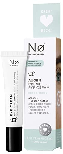 Nø awake tøday Eye Cream Augencreme mit Arganöl, grünem Kaffee und Kieselerde – feuchtigkeitsspendende Augenpflege gegen Fältchen, Augenringe und Tränensäcke | 15 ml (1er Pack)