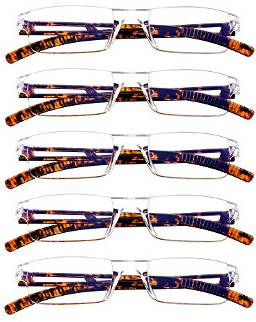 VisionGlobal 5 lunettes de lecture pour hommes et femmes, monture de lunettes carrée élégante(tortue,+2.25 Grossissement)