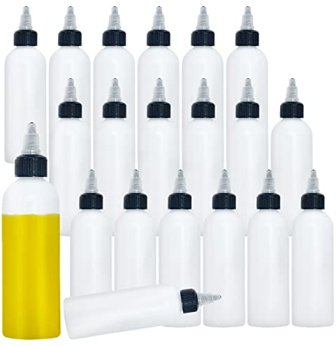 Meirrnyyu 20 Pcs 4 Oz Plastic Squeeze Condiment Bottles with Twist-on Cap Lids,Sauce Bottle with Squeeze Top,Squirt Condiment Bottles for Ketchup,Mustard,Olive Oil and More