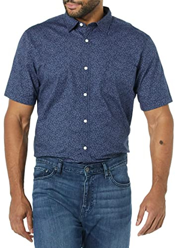Amazon Essentials herr Slim-Fit kortärmad poplin-skjorta