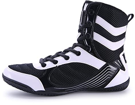 LZQpearl Bottes De Boxe, Chaussures De Lutte, Chaussures De Combat pour Boxeurs pour Hommes Et Femmes, Baskets pour Adultes Juniors pour L'entraînement MMA Muay Thai Arts Martiaux (Black,41 (7 UK))
