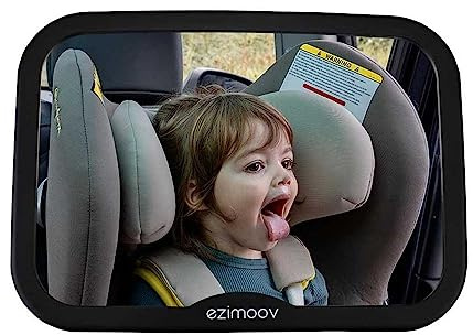 EZIMOOV Miroir Voiture Bébé Siège Arrière – Rétroviseur Siège-auto Dos à la Route pour Voir Votre Enfant en Toute Sécurité – Eco-Friendly Matière rpet et Emballage Recyclable – Vue Large et Net