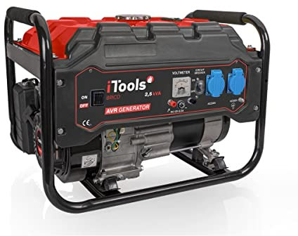 iTools Groupe électrogène 2.5KVA 2500W Max Moteur 4Temps Essence Autonomie 13h 6.5 CV 196 cm³ Protection AVR VITO
