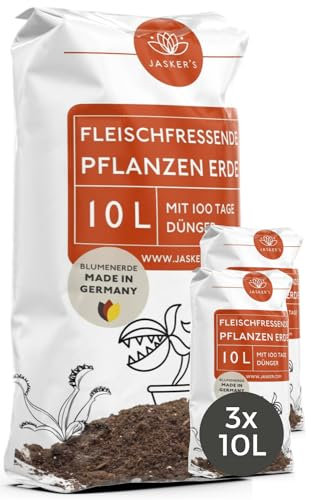 Fleischfressende Pflanzen Erde 30 L - Karnivorenerde - Frisch abgefüllt für Venusfliegenfalle, Sonnentau & andere fleischfressende Pflanzen - Erde für fleischfressende Pflanzen - Carnivoren-Erde