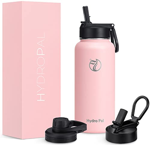 HydroPal Vacuum Insulated Stainless Steel Water Bottle, 1.9L/1.2L/1L/750ml/500ml- 2 Lids (Straw Lid and Spout Lid), 2 Straws Water Bottle for 12 Hours Hot & 24 Hours Cold, Great for Work, Travel