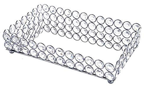 WWDZ Cristal Rectangle Plateau CosméTique Bijou Organisateur Miroir Plateau DéCoratif Parfum Organisateur de Soins de la Peau (Argent)