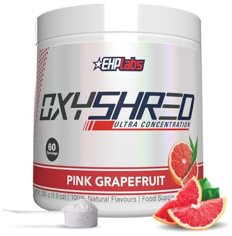 EHP Labs OxyShred Pre Workout Powder & Shredding Supplement - Preworkout Powder with L Glutamine & Acetyl L Carnitine, Energy Boost Drink - Pink Grapefruit, 60 Servings