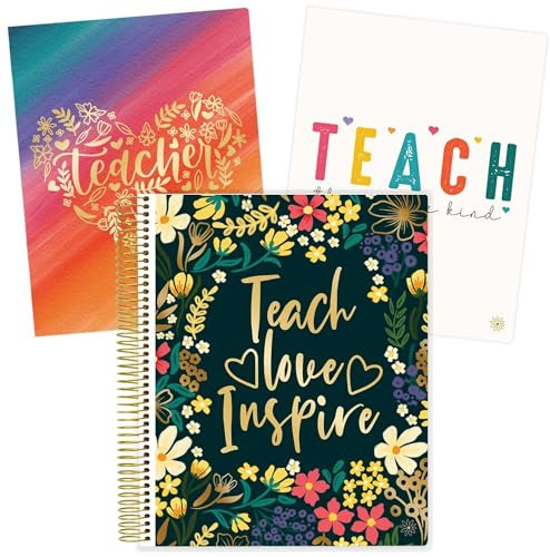bloom daily planners Undated Academic Year Teacher Planner & Calendar - 7 Period Lesson Plan Organizer Book with Frosted Cover (9 x 11) (Interchangeable Cover) - Bold & Bright