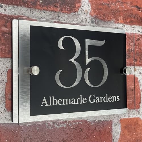 House Numbers Plaques Modern Rectangle Black Door Plaques For Wall Address House Number Plates for Outside Personalised Front Door Number Perspex Acrylic Door Sign