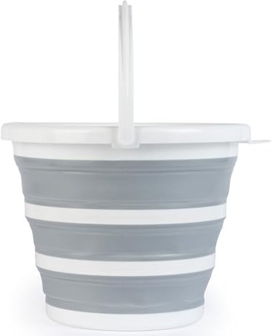 Beldray Collapsible Bucket - 10L Foldable Silicone Bucket, Sturdy Handle, Ideal for Travelling & Fishing, Space-Saving Design, Multi-Purpose Bin, Portable Home Cleaning, Camping, Water Basket, Grey
