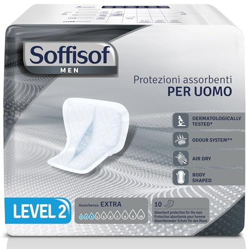 Soffisof Men Level 2 Inkontinenzeinlagen für Männer - 20x Hygieneeinlagen - Doppelpackung mit 10 Einlagen, 3 Tropfen - leichte Inkontinenz