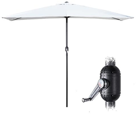 SMELEDFCFK Demi-Parasol De Balcon Parasol De Jardin 2m 2,5m Parasol De Marché Rectangulaire avec Manivelle, Parasol Rectangulaire Demi Protection UV pour Porche Mural Fenêtre(White,200x100cm/6.5x3ft)