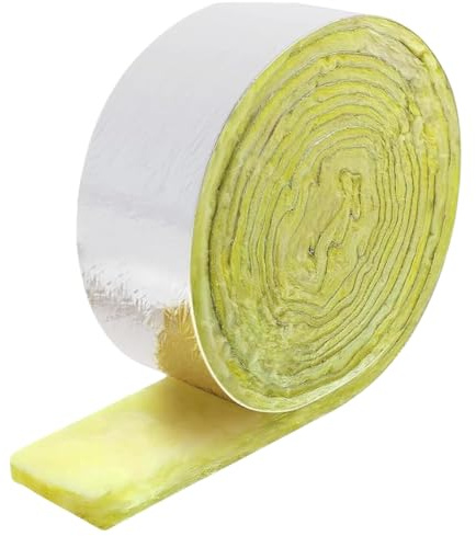 Isolamento in lana di vetro per tubi, rotolo da 10 m, isolamento termico e acustico, fibra di vetro (2)