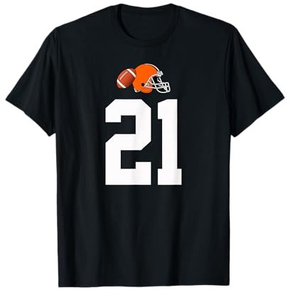 Americano Fútbol Casco Estilo Vintage Número 21 Camiseta