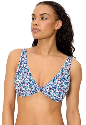 YSABEL MORA. Top Bikini Triangolo Liberty Blu Coppa C. con Ferretto E Imbottitura Rimovibile. Spalline Regolabili per Combinazione Personalizzata. Collezione Flowers