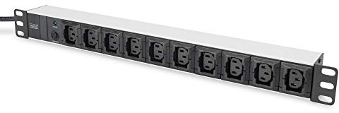 DIGITUS DN-95404 – 19 Steckdosenleiste – 10 C13 Abgriffe – 1HE – Mit Überlastschutz – 230VAC 50/60Hz – 10A – 2300W – Für 19 Zoll Netzwerk- und Serverschränke