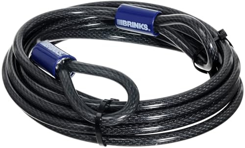 BRINKS - 15 ft x 3/8 Flexible Steel Loop Cable - Heavy Duty Vinyl Wrap for Corrosion Protection