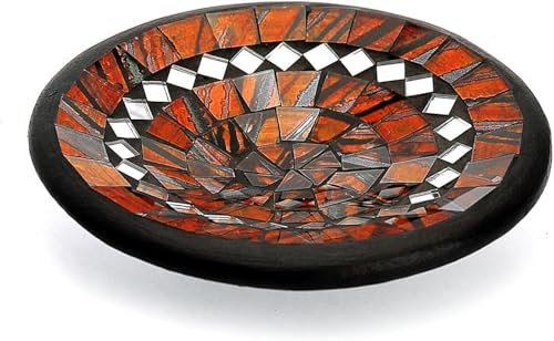 Mosaikskål lerskål rund Ø 15 cm gjord av lera med glasmosaik, blå grön turkos, dekorativ skål, mosaiksten, mosaik, stenskål, dekorativ tallrik