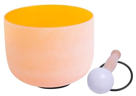 432Hz D Sacral Chakra Orange Frosted Quartz Crystal Singing Bowl 10 inch | ENERGYSOUND,25 cm D note Sacral Chakra Sound Bowl ,4th Octave ,Sound Healing