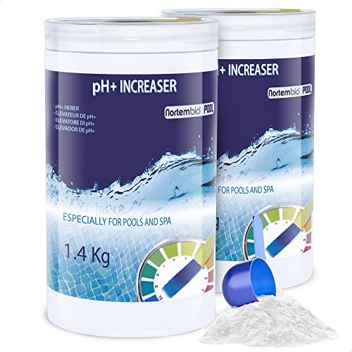 Nortembio Pool Elevador pH Plus 2 x 1,4 kg – Regulador Natural del pH para Piscinas y Spas | Mejora la Calidad del Agua | Formato en Polvo Seguro y Eficaz | Ideal para Mantenimiento Todo el Año