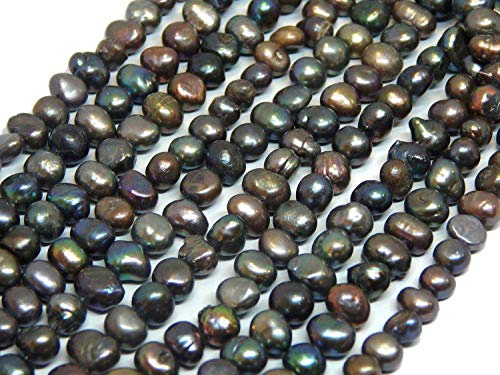 Perlin Perlas de agua dulce cultivadas 8 mm antracita negro grano de arroz natural barroco piedras preciosas perlas de concha para enhebrar