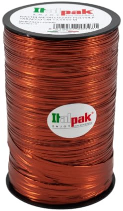 Italpak Nastrino Regalo polysilk Metallizato, Nastro Decorazioni, Fiocco Pacchi Regalo, Marrone, 12,5x50m