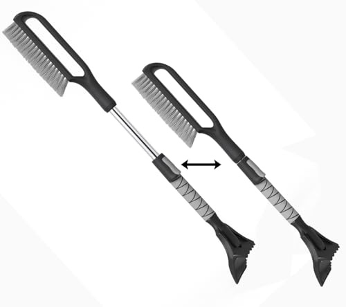 34.5 Snow Brush & Ice Scrapers for Car Windshield with Foam Grip for Cars Extendable, SUV, Trucks - Detachable Сar Scraper - No Scratch - Heavy Duty Handle, Snow Broom, Remover, Easy Scraper, Gray