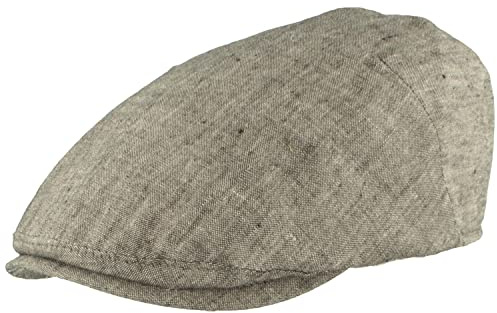 Bred glidmössa för män, platt keps, toppmössa av 100 % linne, foder av bomull, lätt och bekväm, fläckig svart, 64