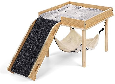 NQEUEPN Meerschweinchenbett mit Holzständer, Meerschweinchenhaus mit Treppen Langlebig Meerschweinchen Zubehoer für Schweinchen Chinchilla Ratte Hamster Hase