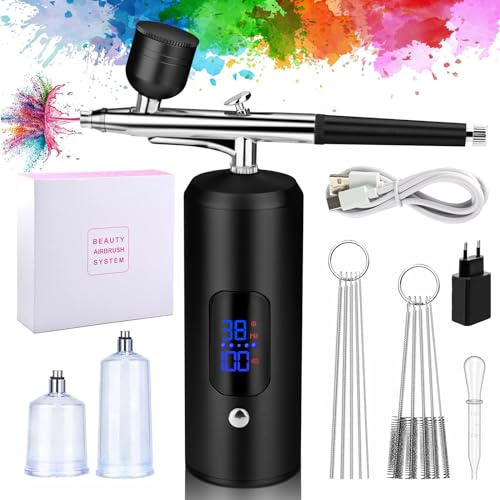 Daakro Airbrush set, sprutpistol med kompressor, 38PSI trådlös airbrush-kit, tårtdekoration, nagelkonst, tatueringar och ansiktsmålning