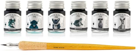 Write and Draw Ink Set MOUNTAIN, skriv- och tecknad patron, 6 x 10 ml med skrivfjäder