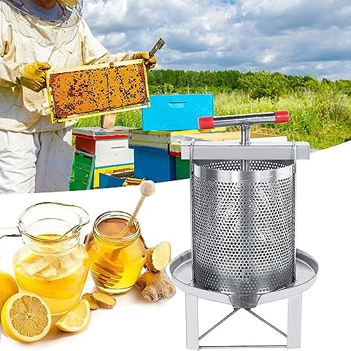 Equipo extractor de miel, prensa manual de zumo, prensa de cera de miel de acero inoxidable para apicultura y agricultura
