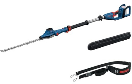 Bosch Professional 18V System sierra de bastón telescópico GHE 18V-50 TP (bastón telescópico de 2,5 m, 3400 carreras por minuto, apertura de dientes de 23,5 mm, correa de hombro incl., sin batería)