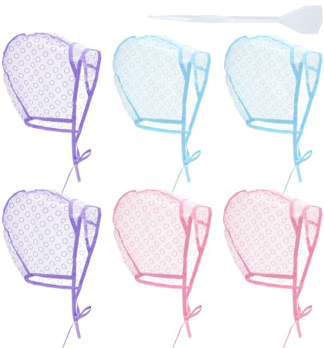 LXUEJIE Lot de 6 bonnets de surlignage avec 6 crochets, bonnet de coloration et aiguilles à surligner, crochets pour teinture de cheveux, outil de coiffure, kit de coloration des cheveux