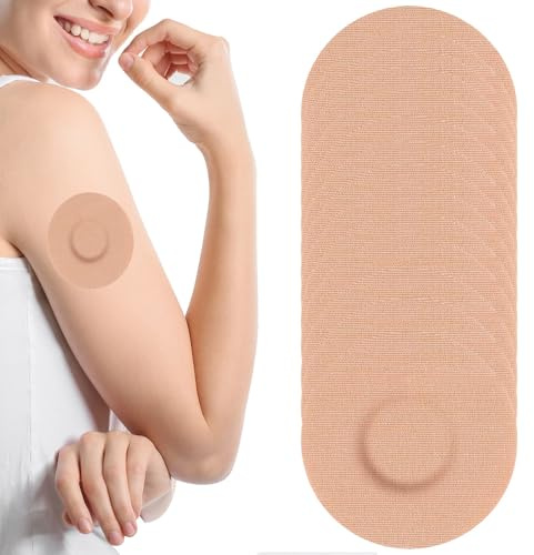 20 PCS Sensor Covers Waterproof Sensor Patches Skin Color Adhesive Glucose Monitor Patch Breathable CGM Tapes Without Glue in the Center