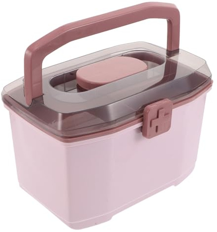 KOMBIUDA Boîte de Rangement Médicaments Portable avec Poignée Organisateur Multifonction à Compartiments Ajustables Boîte Pharmacie Familiale Légère pour Urgences Maison