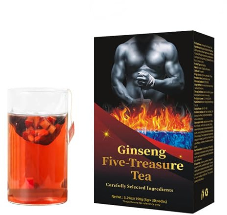 Ginseng Five Treasures Örtte – 30 Tepåsar, Traditionell Kinesisk Blandning Med 5 Naturliga Ingredienser, För Män Och Kvinnor