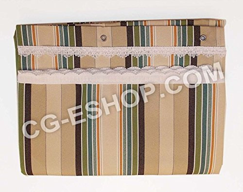Confezioni Giuliana Tenda da Sole da sormonto Italiana Rigata Panna Verde cm 140x300