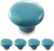 Ganzoo Poignée-Bouton Rond en Porcelaine - Bouton de Meuble, Tiroir, Placard - Poignée en Céramique pour Relooking Déco Intérieur Vintage - Bleu - Lot de 4