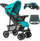 LIONELO Emma Plus Kinderwagen bis zu 15 kg, Kindersportwagen, leicht modern klein Buggy mit Liegeposition, zusammenklappbar, große Räder, großer Korb, Tasche Vivid Turkus