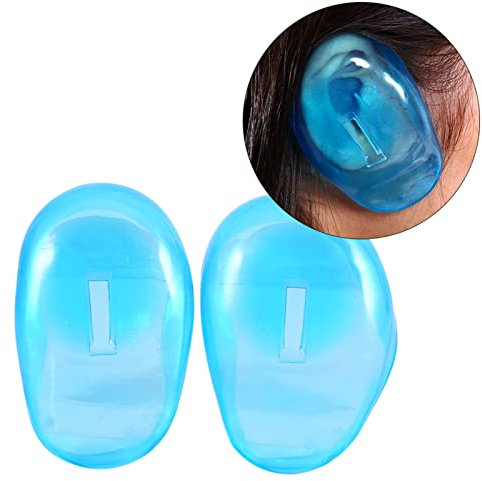 Hairdresser Ear Protectors, Pack of 2 Blue Ear Cover Shield Anti-Stain Plastic Protection Protects Ear Muffs from Dye, for Hairdressers and DIY Hair Colour Earmuffs