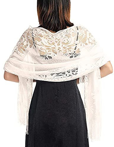 chuangminghangqi Damen Spitze Schal Sommer Stola Rechteck für Abendkleid Party Hochzeit Braut Brautjungfer Abschlussball stahlen Schärpe Schalverpackung Scha(Beige,Einheitsgröße)