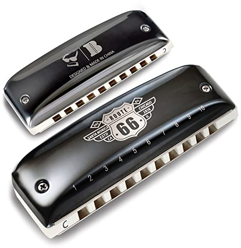 KONGSHENG Jazz Harmonica, 10 Hole Blues Harp Diatonic Harmonica key of C with Yellow Case for Beginners, Amateurs and Professionals as Gift