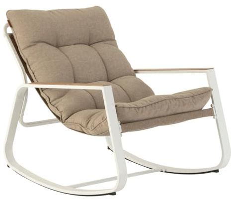 HESPERIDE - Fauteuil à Bascule Felinio Taupe - Acier Traité Epoxy Anti-Rouille - Mobilier d'Aménagement pour Jardin, Terrasse, Balcon, Patio