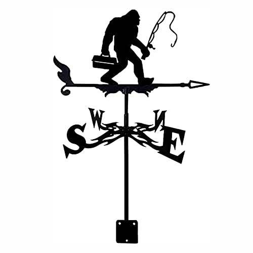 BRLIBESE Weathervane Fishing Weathercock Stainless Steel Weather Vane Windblown Direction Indicator for Outdoor Roof Farm Yard Mount Yard Decor