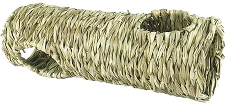 Leefasy Hamster Grass Tunnel Interactive Toy Hay Bed Cage Cottage Hut Tunnel Tube Straw House for Hamster Rat Squirrels Ferret, 50x16cm
