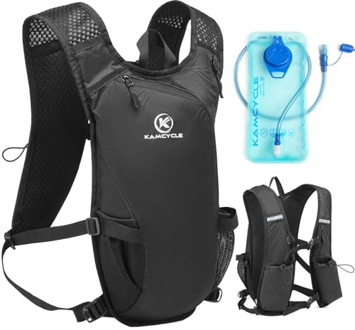 KAMCYCLE® Lightweight Hydration Backpack, Small Running Vest Backpack, Hydro Water Daypack for Hiking Trail Running Cycling Race Marathon for Women Men(Backpack with 2l bladder)