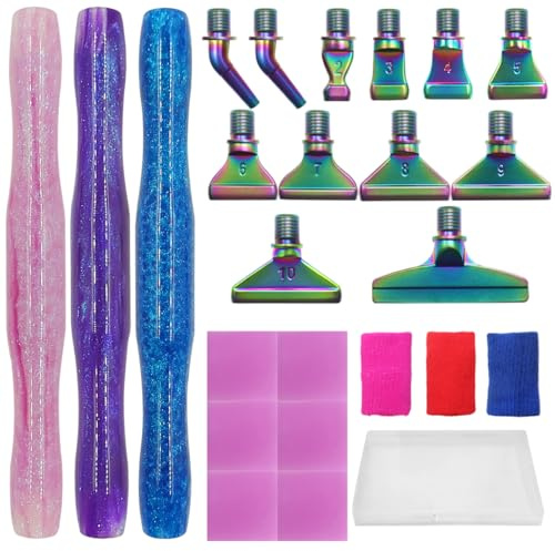 SENHAI 24 pcs Diamond Art Pens Kits, New Diamond Paintings Pens Colorful Metal Tips Screw Thread Tips 5D Diamond Art Accessories Diamond Paintings Accessories Tools for DIY Painting Crafts
